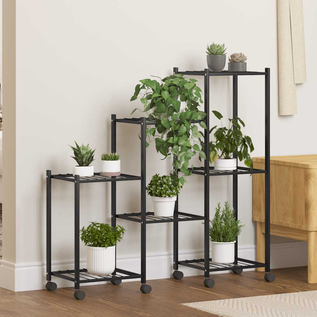 vidaXL Flower Stand | Black | Powder-coated iron | Medium | Adjustable Armrests