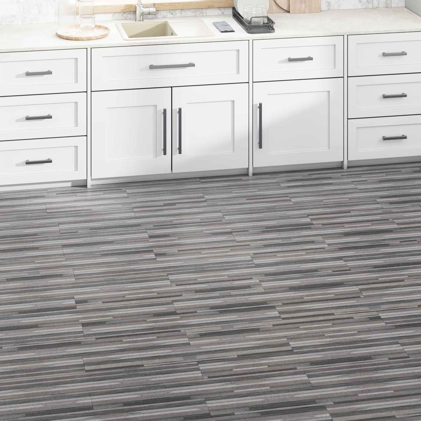 vidaXL Flooring Planks 2.51 m² 18 pcs PVC Striped grey