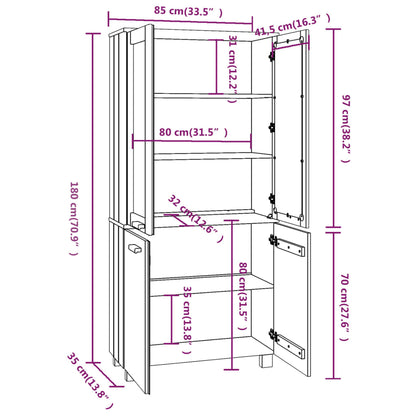 vidaXL Highboard HAMAR Solid Wood Pine Honey Brown