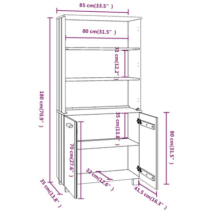 vidaXL Highboard HAMAR Solid Wood Pine Honey Brown