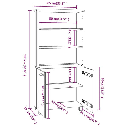 vidaXL Highboard HAMAR Solid Wood Pine White