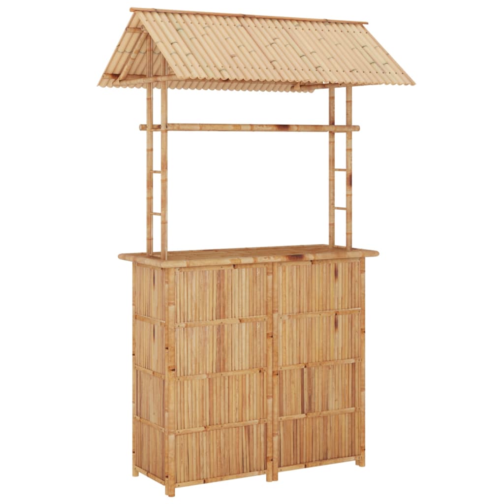 vidaXL Bar Set | Natural Bamboo | Bamboo, Woven Banana Leaves, Galvanized Steel