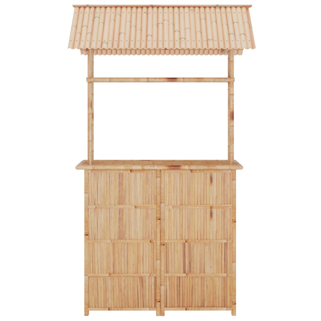 vidaXL Bar Set | Natural Bamboo | Bamboo, Woven Banana Leaves, Galvanized Steel