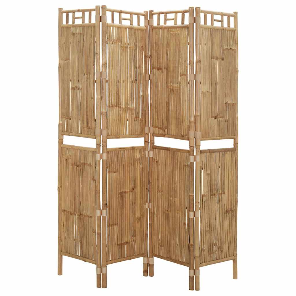 vidaXL 4-Panel Room Divider Bamboo 160x180 cm