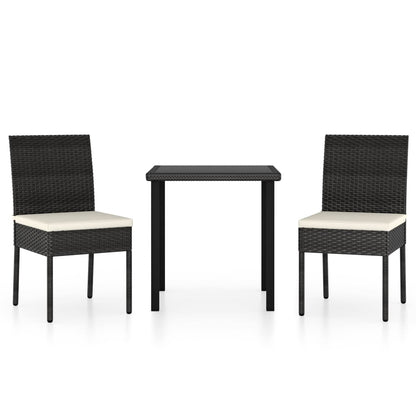 vidaXL Outdoor Dining Set | Black,Cream | Poly rattan | 3 Piece Set | Durable
