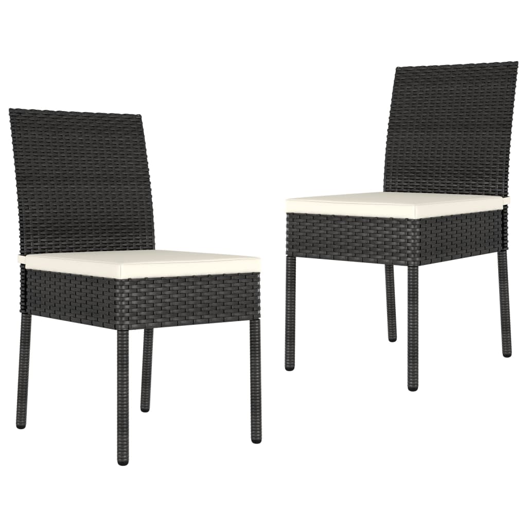 vidaXL Outdoor Dining Set | Black,Cream | Poly rattan | 3 Piece Set | Durable