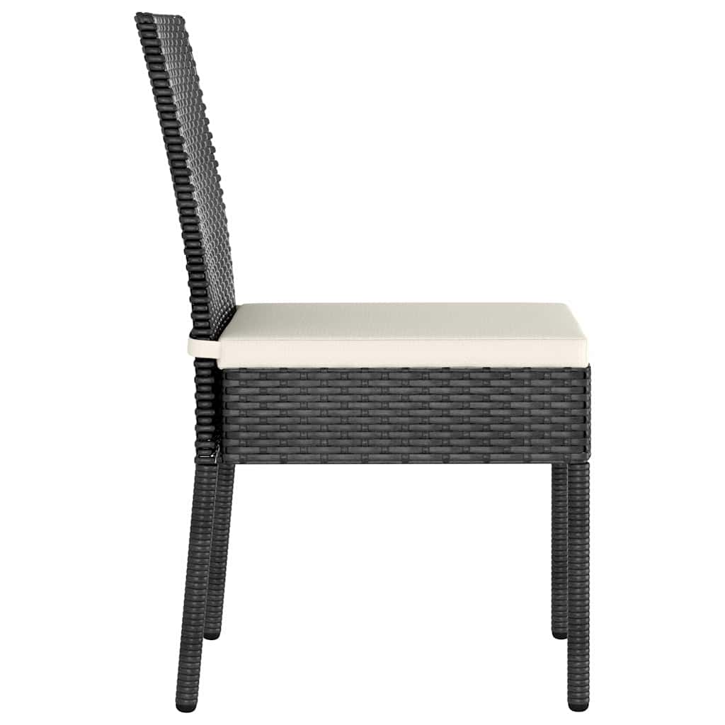 vidaXL 3 Piece Outdoor Dining Set with Cushions Poly Rattan Black
