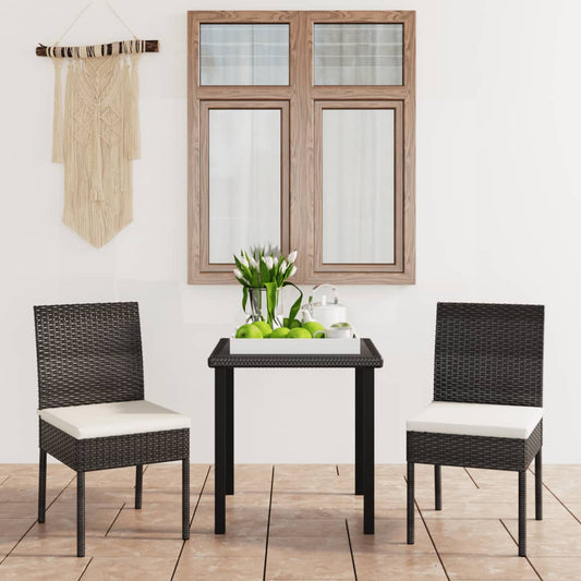 vidaXL Outdoor Dining Set | Black,Cream | Poly rattan | 3 Piece Set | Durable