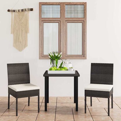 vidaXL 3 Piece Outdoor Dining Set with Cushions Poly Rattan Black