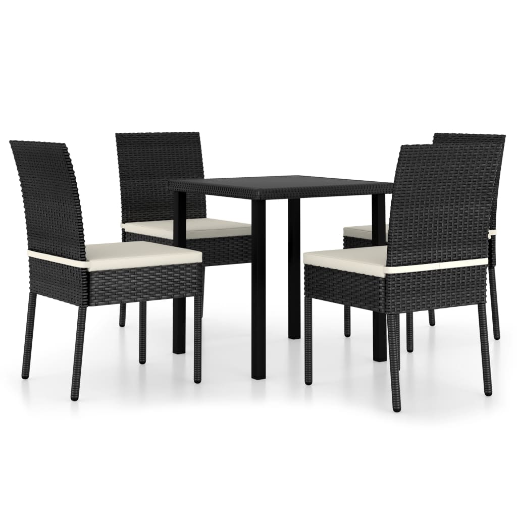 vidaXL Outdoor Dining Set | Black | Poly rattan | Medium |  Durable