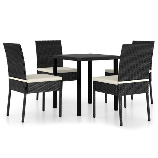 vidaXL Outdoor Dining Set | Black | Poly rattan | Medium |  Durable