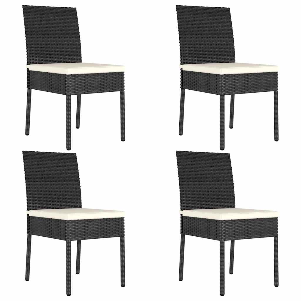 vidaXL 5 Piece Outdoor Dining Set with Cushions Poly Rattan Black
