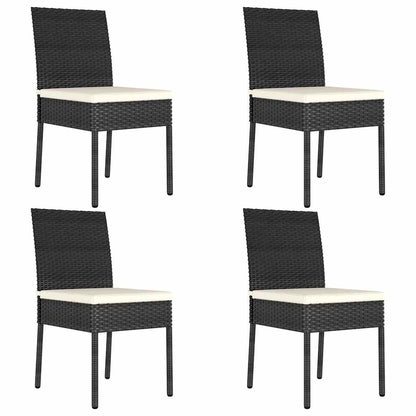 vidaXL 5 Piece Outdoor Dining Set with Cushions Poly Rattan Black