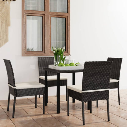 vidaXL Outdoor Dining Set | Black | Poly rattan | Medium |  Durable