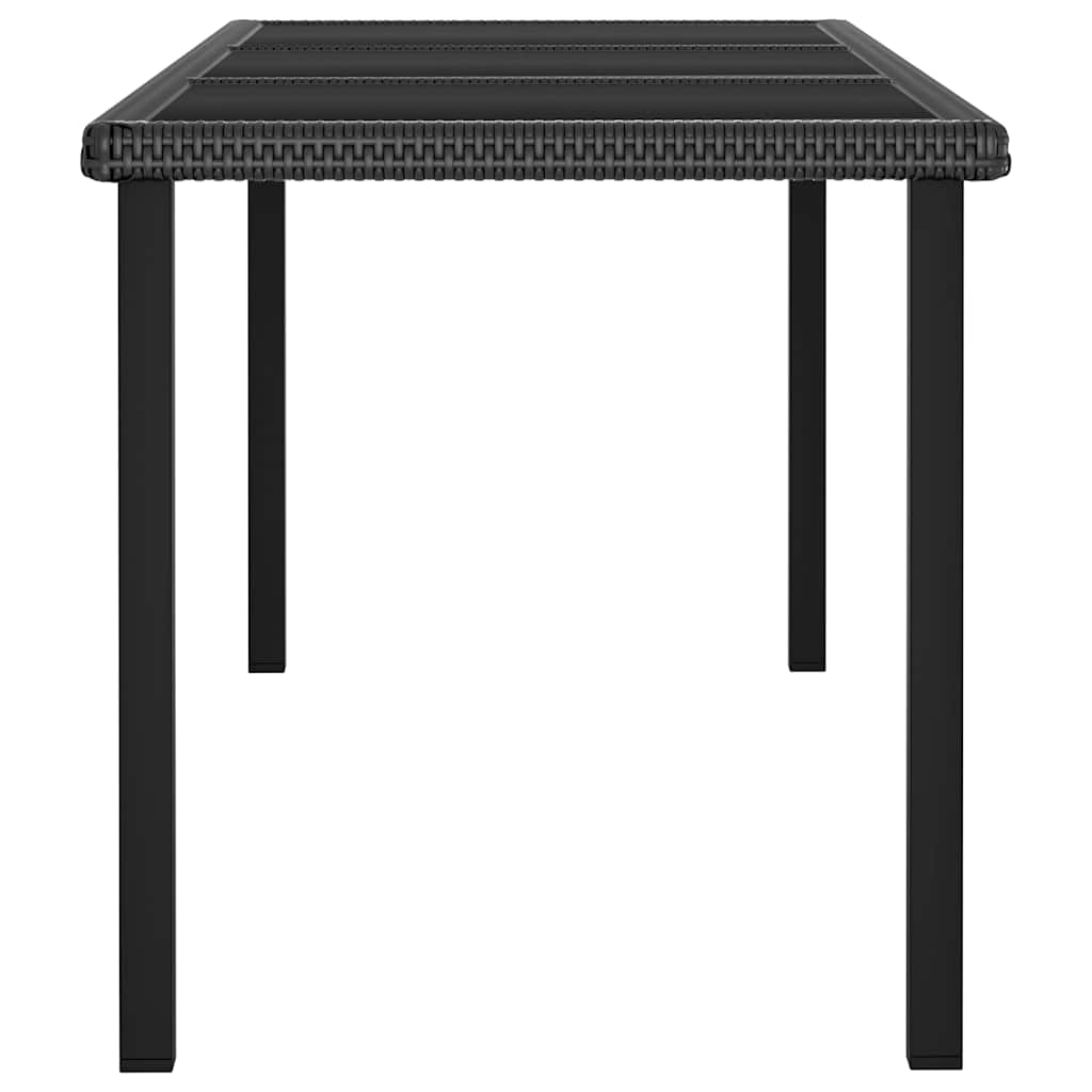 vidaXL 7 Piece Outdoor Dining Set with Cushions Poly Rattan Black