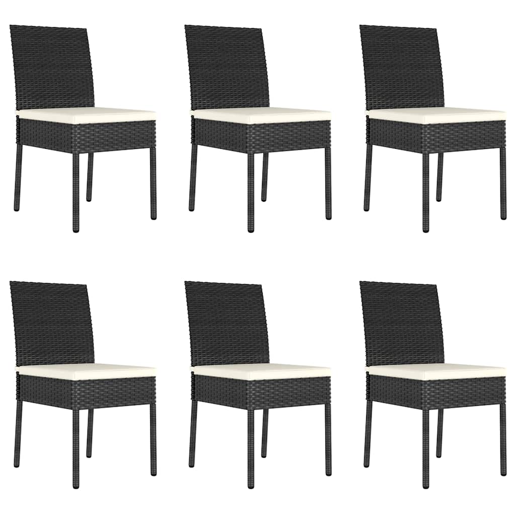 vidaXL 7 Piece Outdoor Dining Set with Cushions Poly Rattan Black