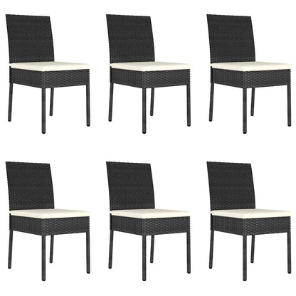 vidaXL 7 Piece Outdoor Dining Set with Cushions Poly Rattan Black