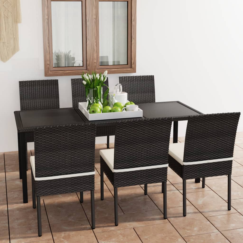 vidaXL Outdoor Dining Set | Black and Cream