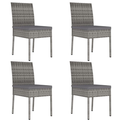 vidaXL 5 Piece Outdoor Dining Set with Cushions Poly Rattan Grey