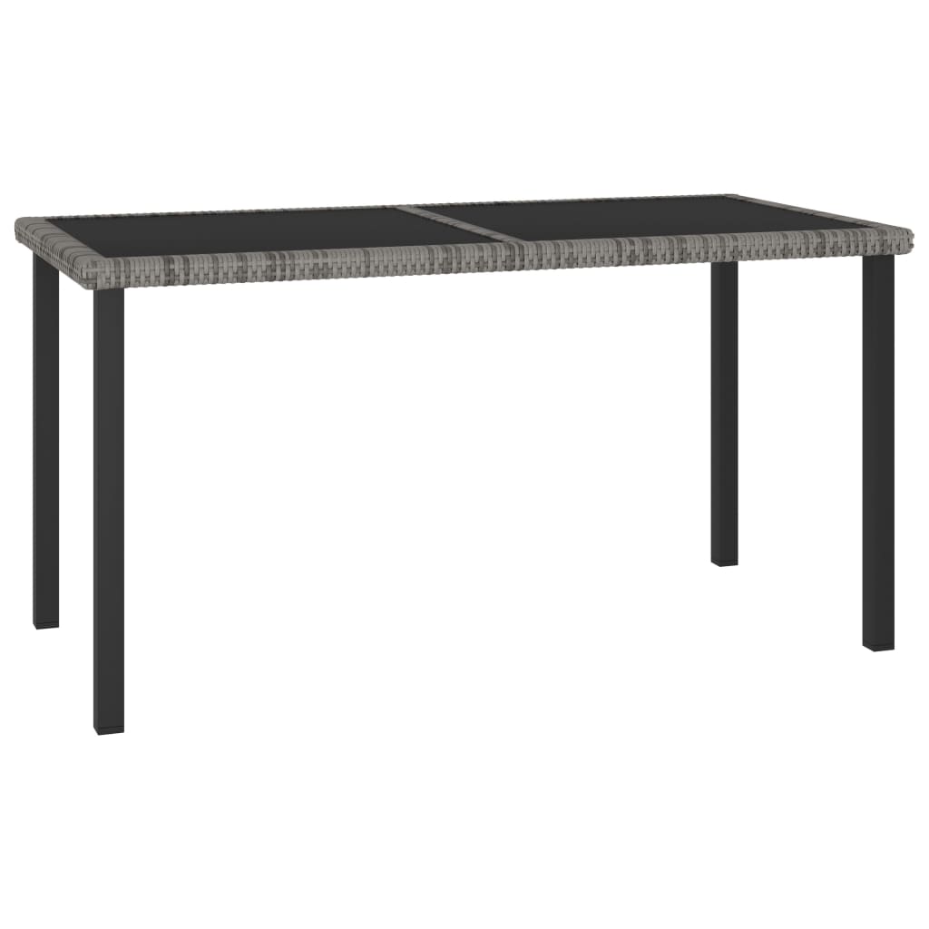 vidaXL Outdoor Dining Set | Grey | Poly rattan, powder-coated steel, glass
