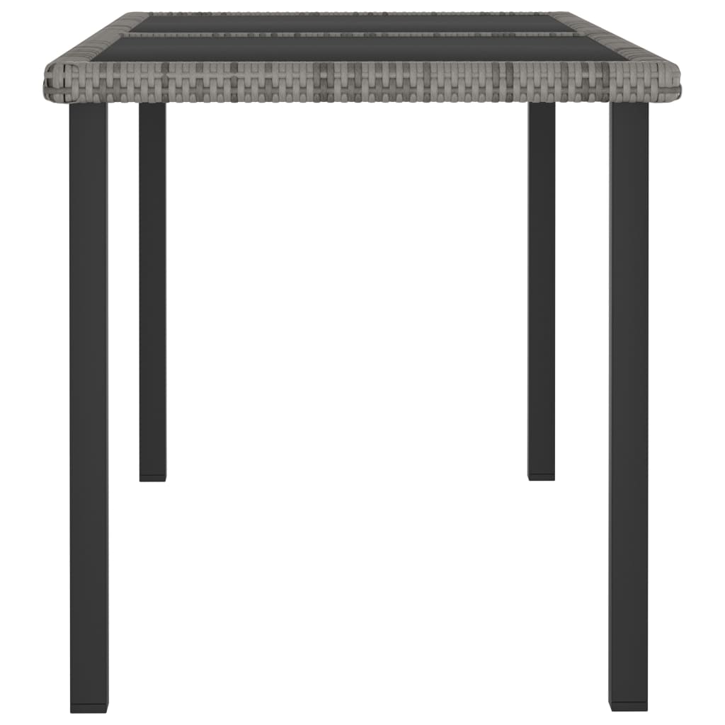 vidaXL Outdoor Dining Set | Grey | Poly rattan, powder-coated steel, glass