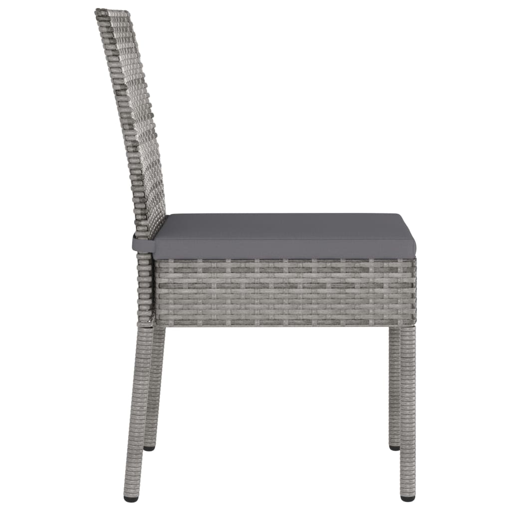 vidaXL Outdoor Dining Set | Grey | Poly rattan, powder-coated steel, glass
