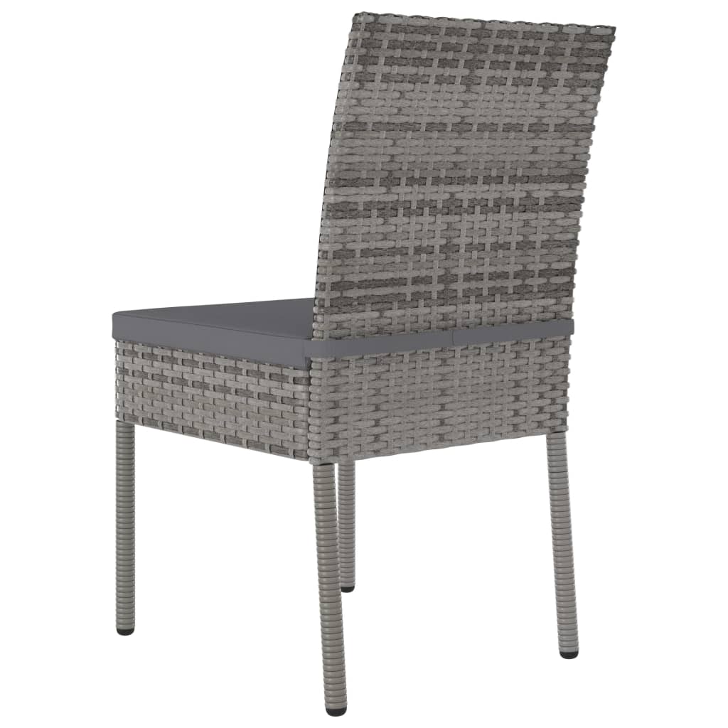vidaXL Outdoor Dining Set | Grey | Poly rattan, powder-coated steel, glass