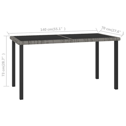 vidaXL Outdoor Dining Set | Grey | Poly rattan, powder-coated steel, glass