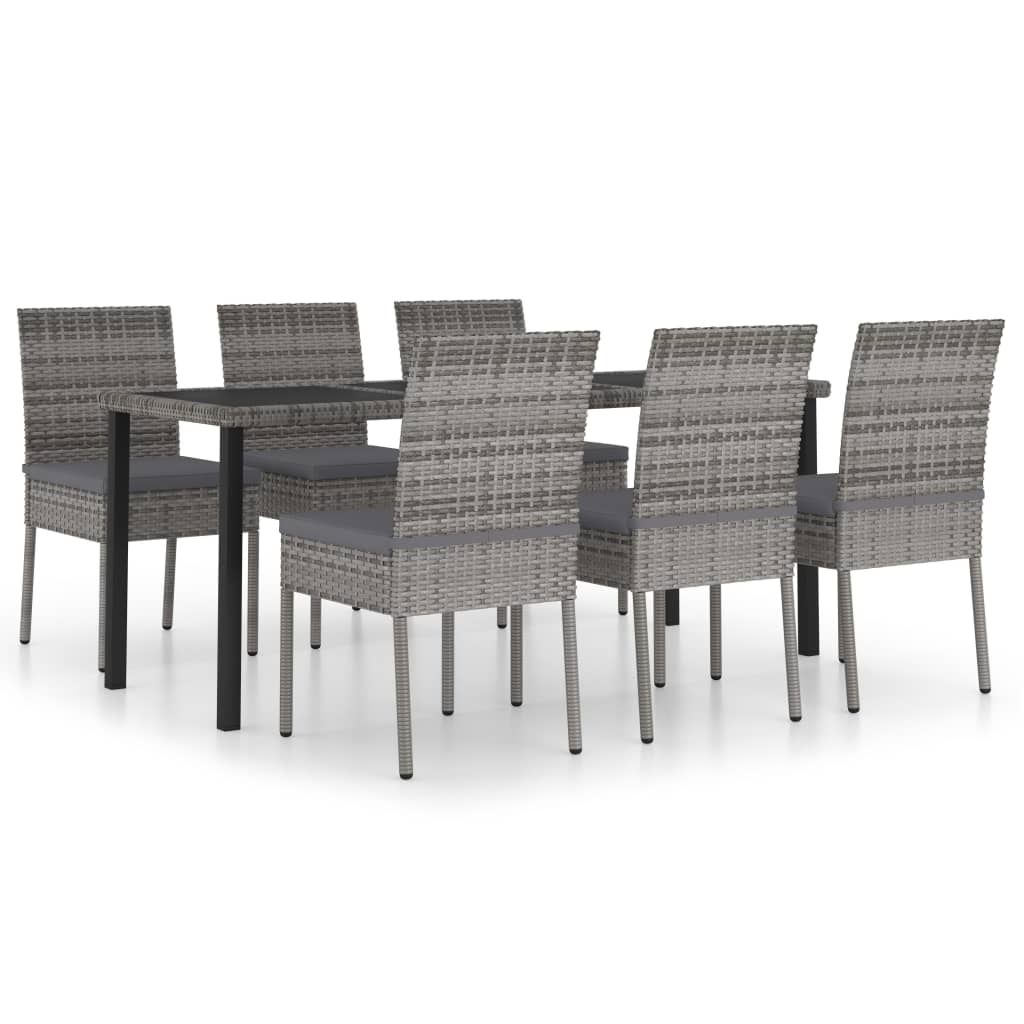 vidaXL Outdoor Dining Set | Grey and black | Poly rattan | Large