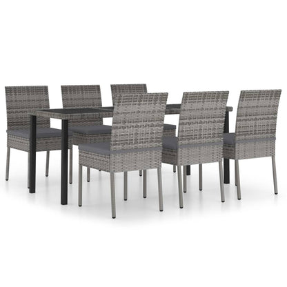 vidaXL Outdoor Dining Set | Grey and black | Poly rattan | Large