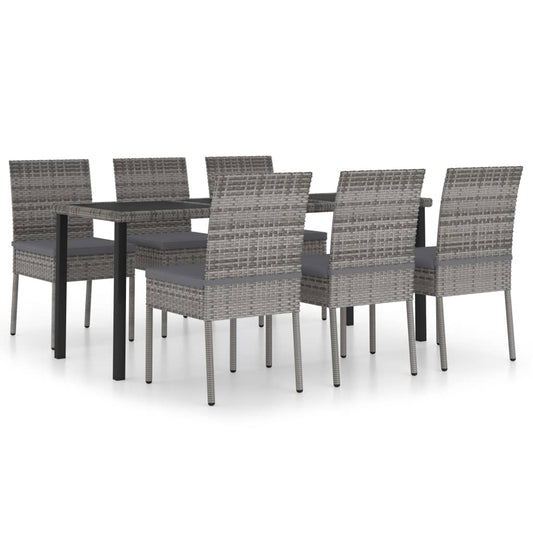 vidaXL Outdoor Dining Set | Grey and black | Poly rattan | Large