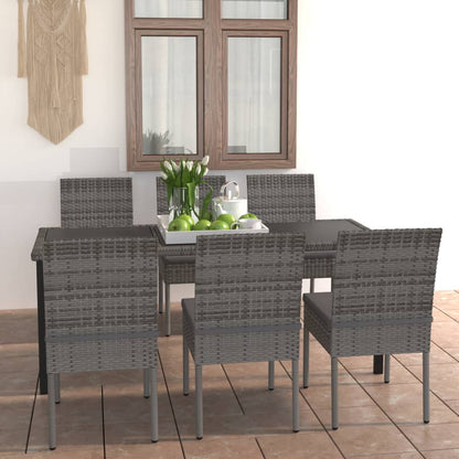 vidaXL Outdoor Dining Set | Grey and black | Poly rattan | Large