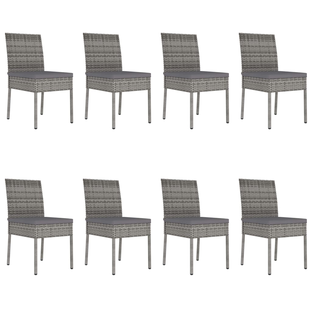 vidaXL 9 Piece Outdoor Dining Set with Cushions Poly Rattan Grey
