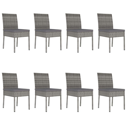 vidaXL 9 Piece Outdoor Dining Set with Cushions Poly Rattan Grey