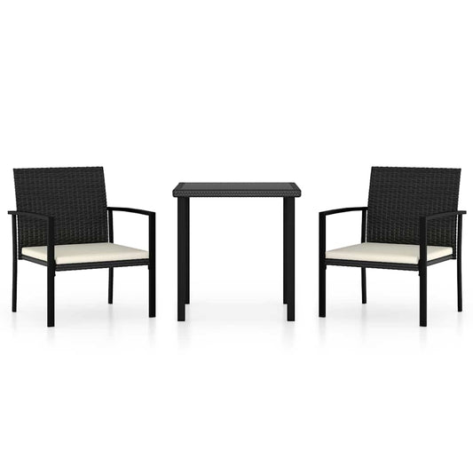 vidaXL 3 Piece Outdoor Dining Set Poly Rattan Black