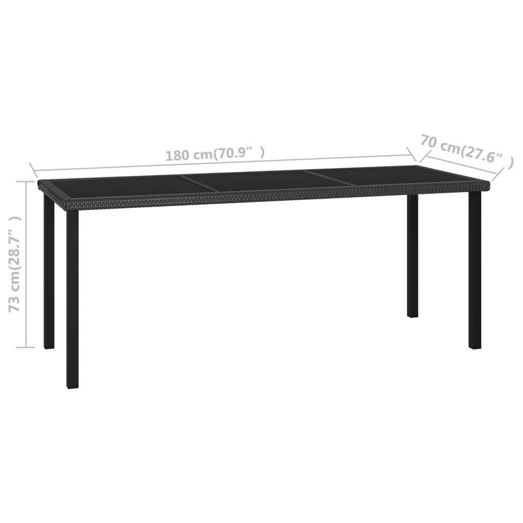 vidaXL 7 Piece Outdoor Dining Set Poly Rattan Black