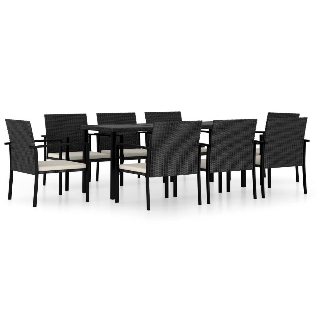vidaXL Outdoor Dining Set | Black | Poly rattan | 9 Piece Set | Durable