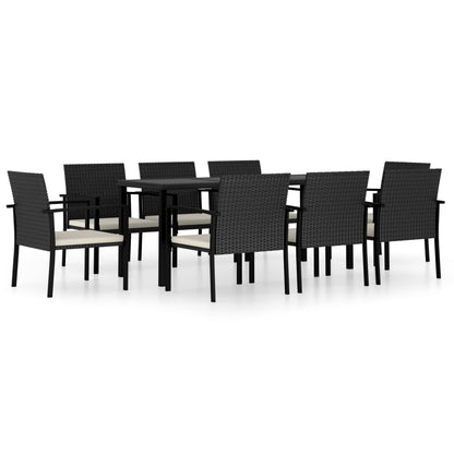 vidaXL Outdoor Dining Set | Black | Poly rattan | 9 Piece Set | Durable