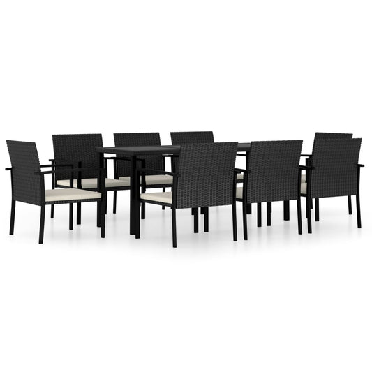 vidaXL Outdoor Dining Set | Black | Poly rattan | 9 Piece Set | Durable