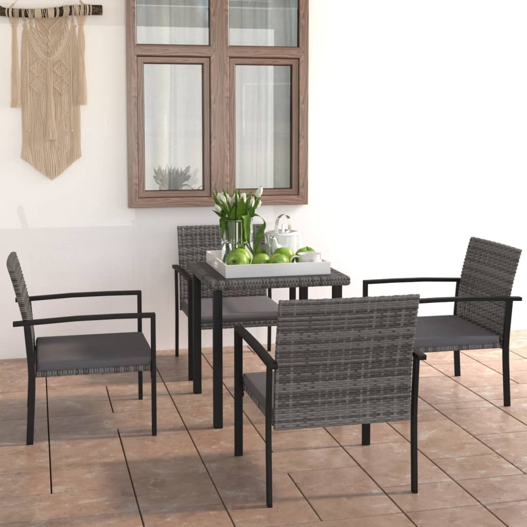 vidaXL Outdoor Dining Set | Grey and Black
