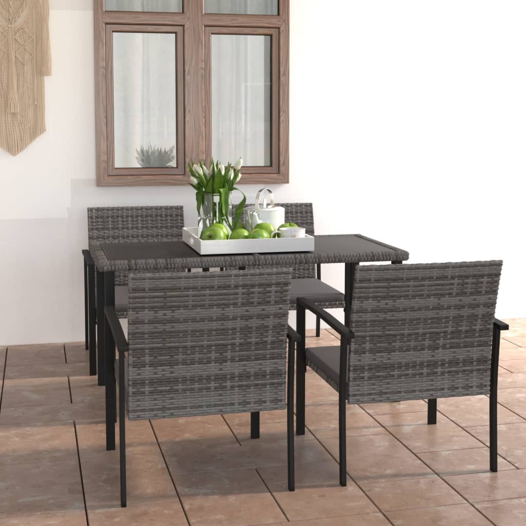 vidaXL Outdoor Dining Set | Grey and Black