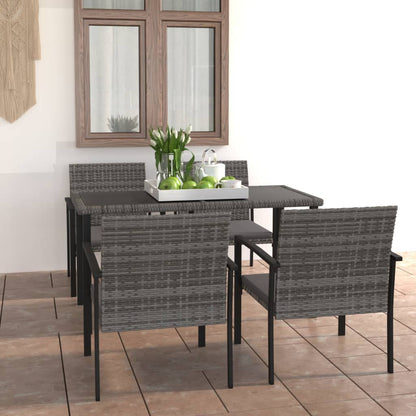 vidaXL Outdoor Dining Set | Grey and Black