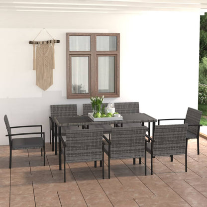 vidaXL Outdoor Dining Set | Grey and Black