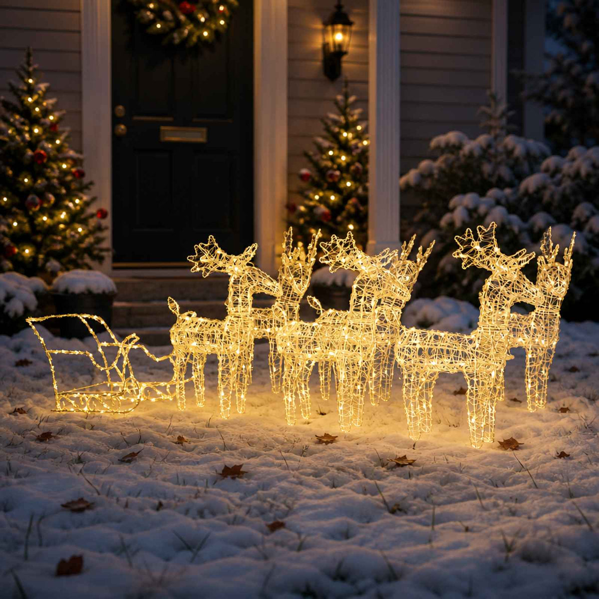 vidaXL Reindeers & Sleigh Christmas Decoration 320 LEDs Acrylic