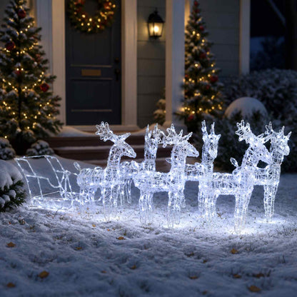 vidaXL Reindeers & Sleigh Christmas Decoration 320 LEDs Acrylic