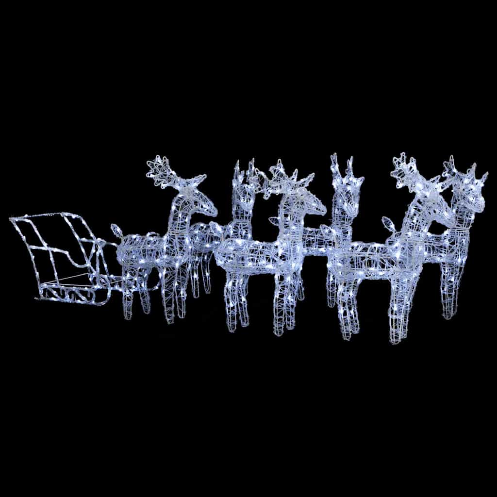 vidaXL Reindeers & Sleigh Christmas Decoration 320 LEDs Acrylic