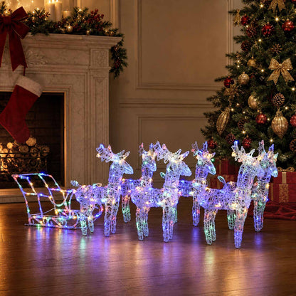 vidaXL Reindeers & Sleigh Christmas Decoration 320 LEDs Acrylic