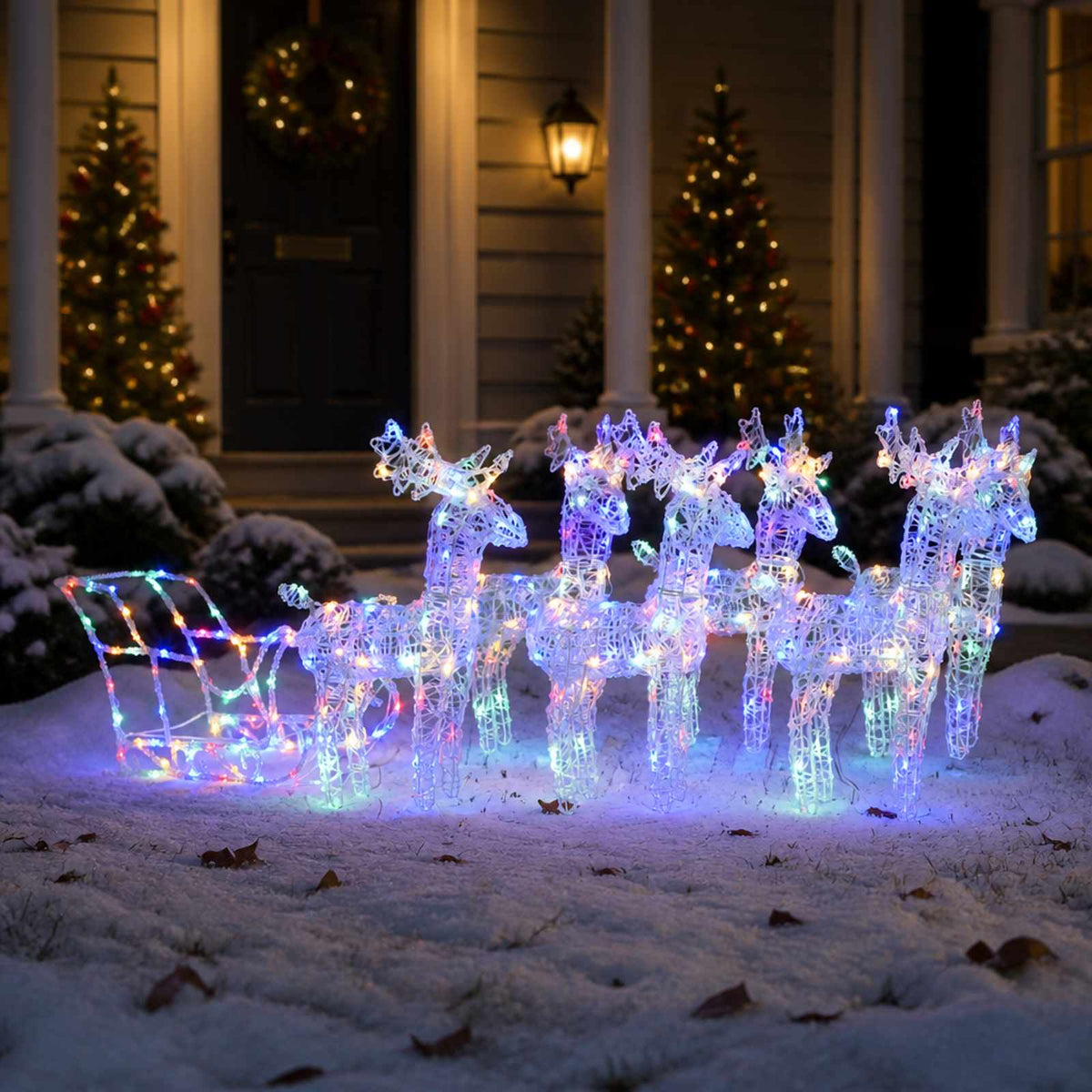vidaXL Reindeers & Sleigh Christmas Decoration 320 LEDs Acrylic