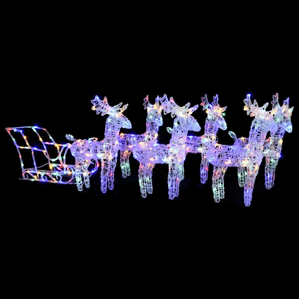 vidaXL Reindeers & Sleigh Christmas Decoration 320 LEDs Acrylic