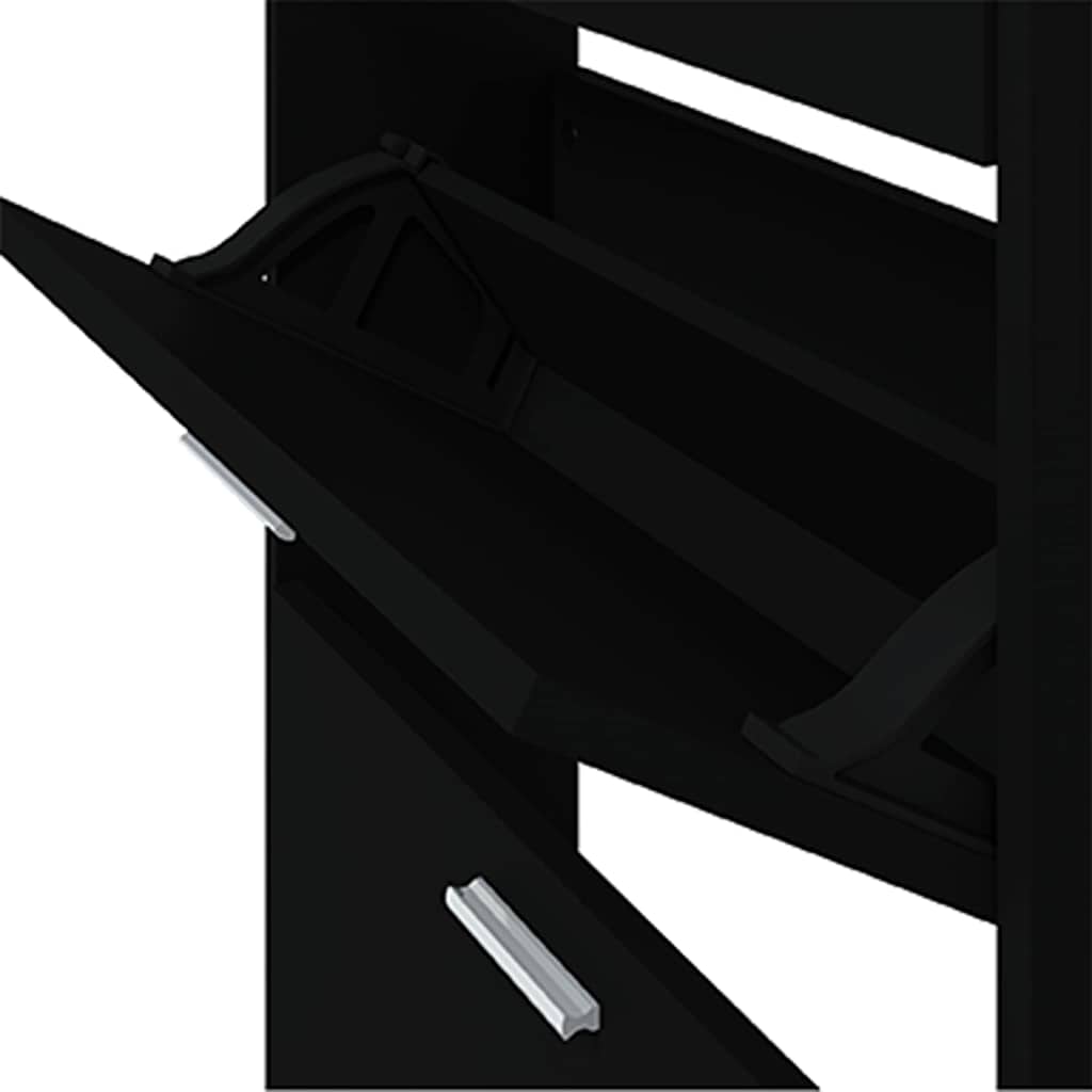 vidaXL Shoe Cabinet Black 59x17x169 cm Engineered Wood